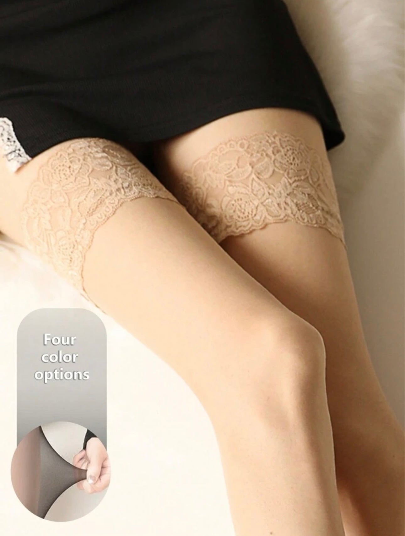 Sheer Stockings With Lace Nude