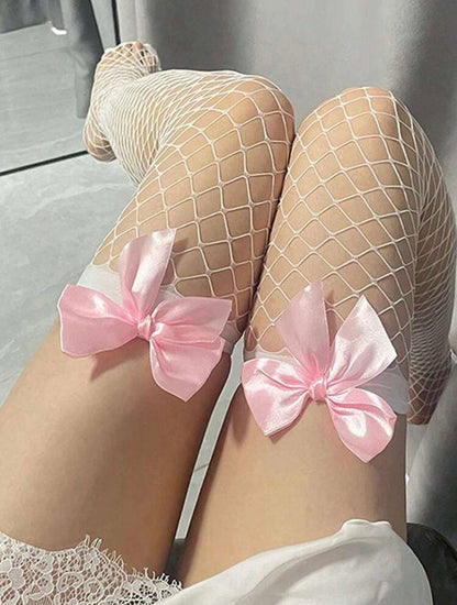 White and Pink Fishnet Stockings